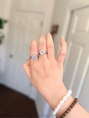 Sterling Silver Lavender and Opal-Accent Ring Set for Women